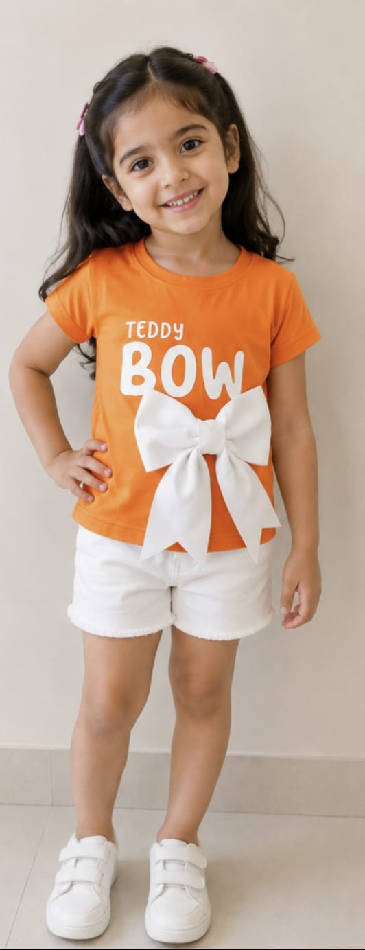 Kids Orange Bow T-Shirt