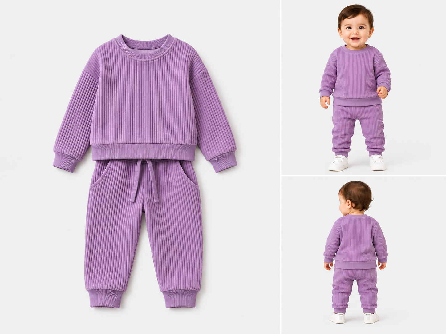 Kids Lavender Ribbed Co-ord Set