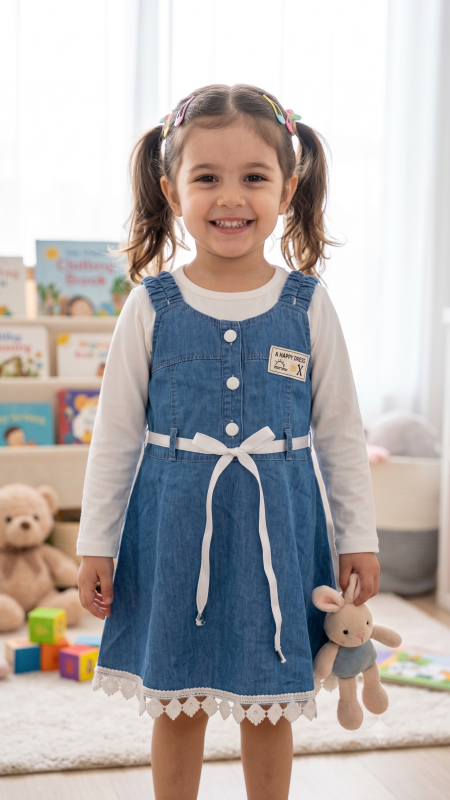 Girls' Denim Pinafore Frock