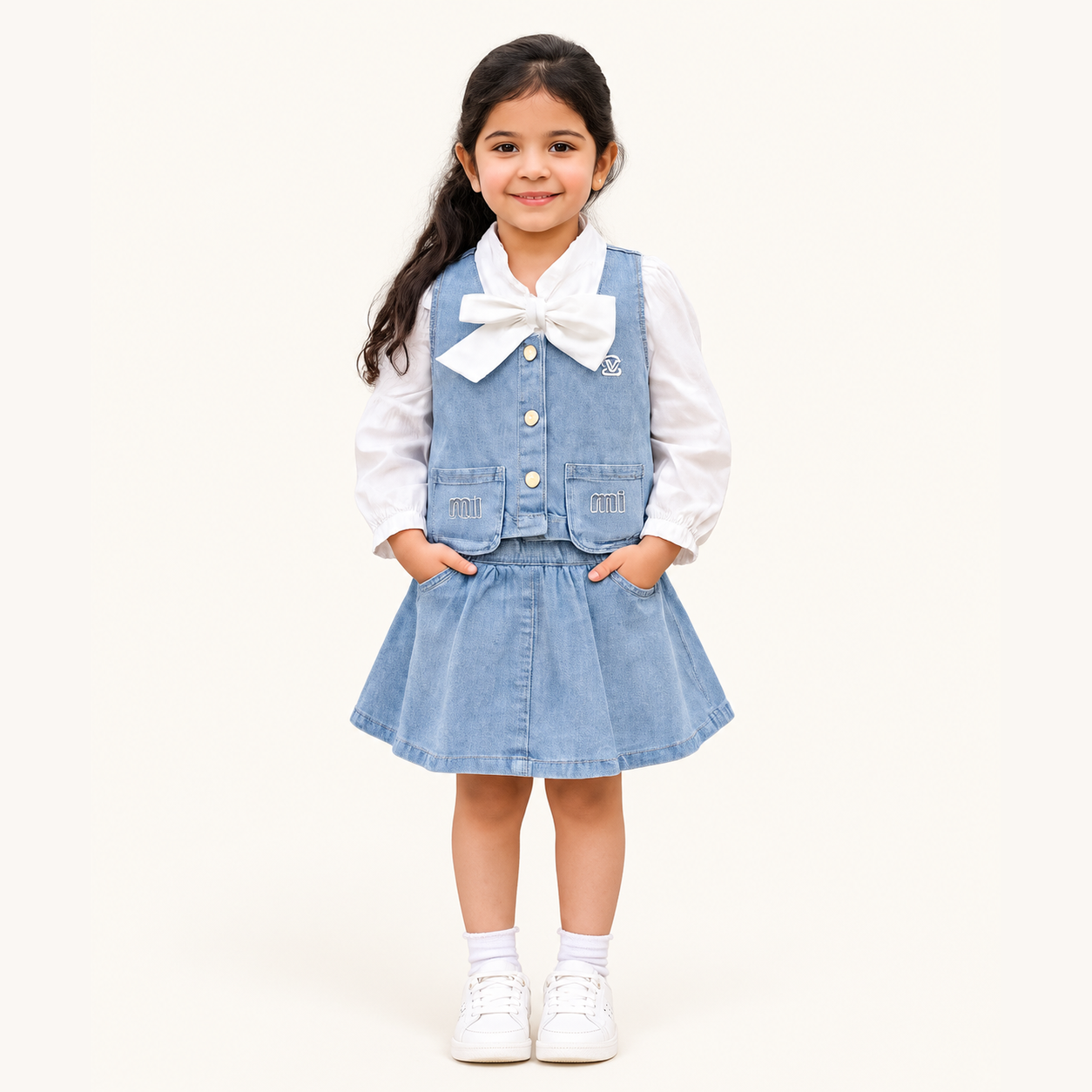 Denim Bow Belle Skirt Set