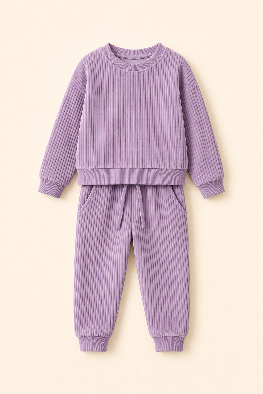 Kids Lavender Ribbed Co-ord Set