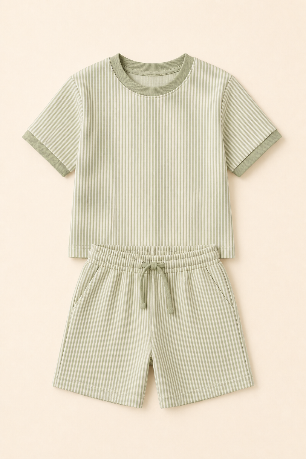 Kids Sage Stripe Lounge Set
