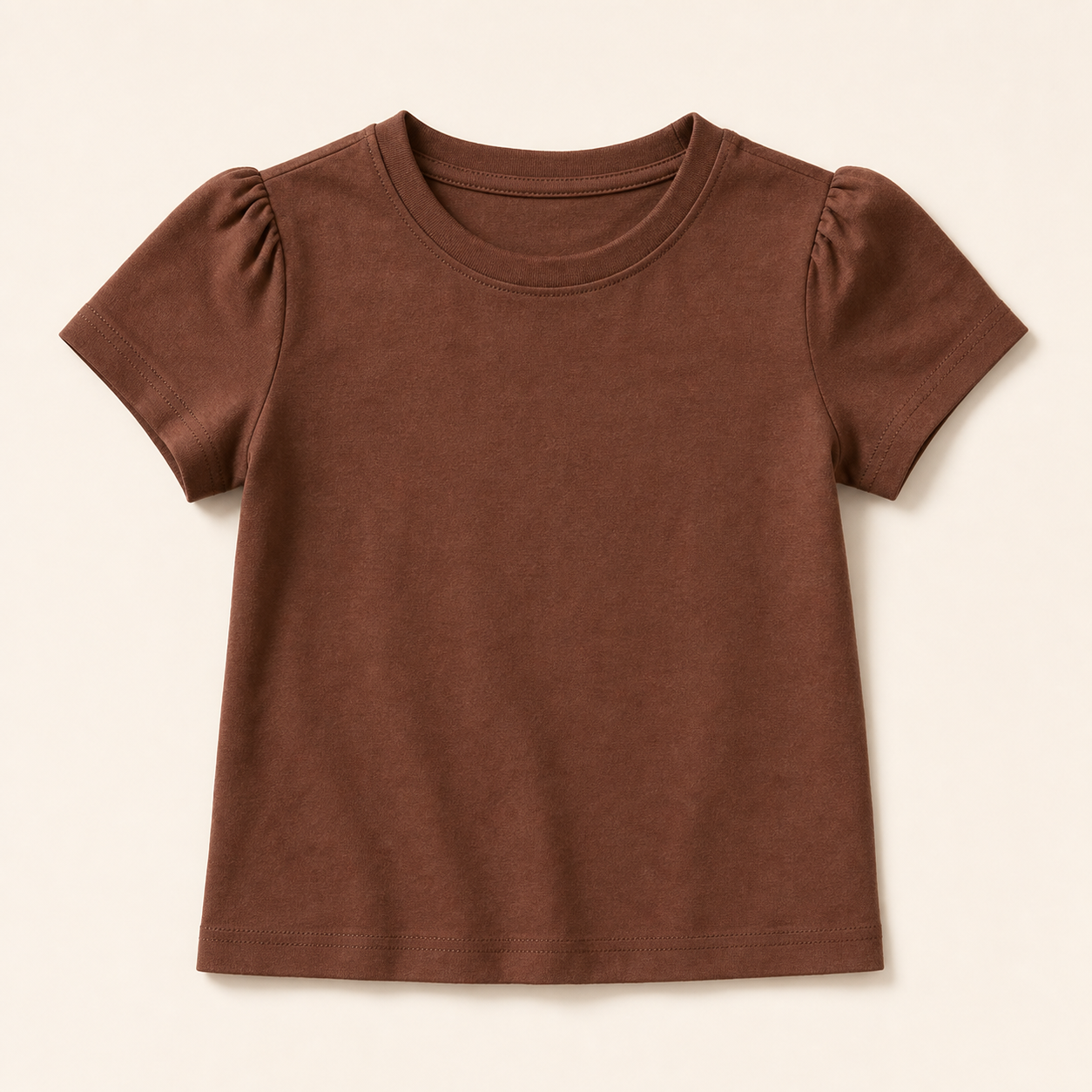Girls' Cocoa Brown Cotton T-Shirt