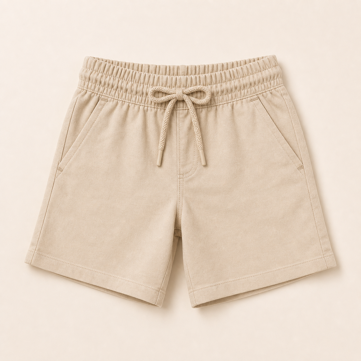 Kids Beige Cotton Drawstring Shorts